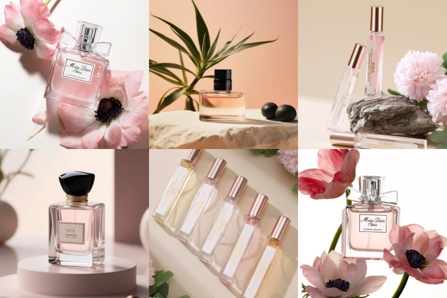 muestra de frascos de perfume
