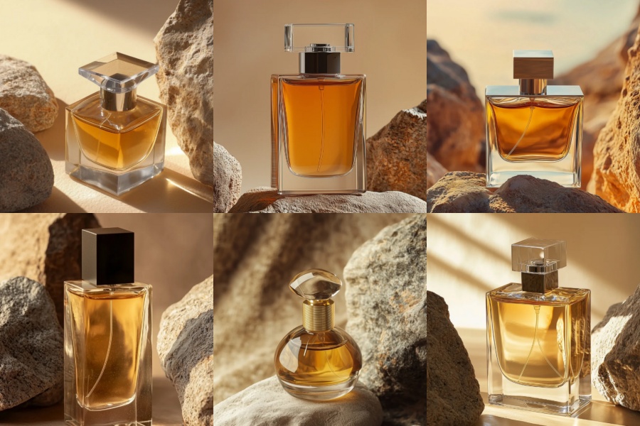 muestra de frasco de perfume de vidrio