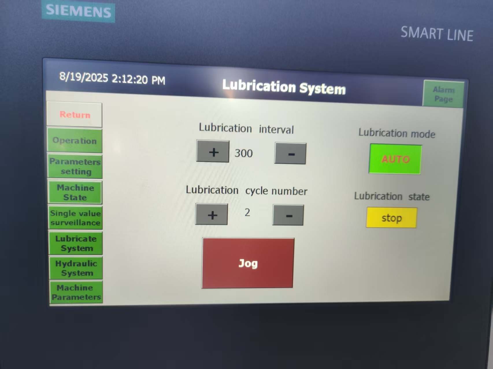Lubrication System Setting