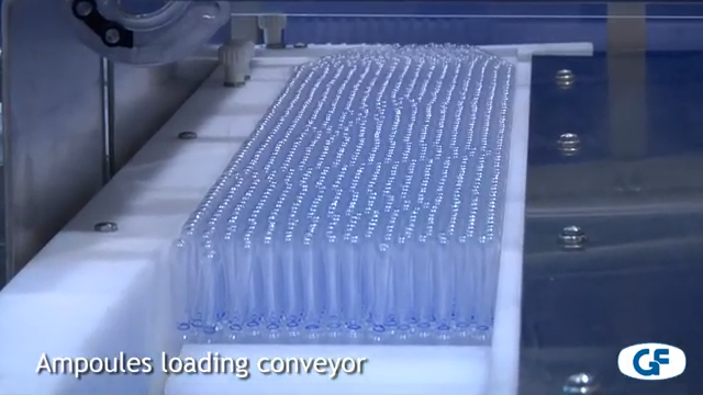 Ampoules loading conveyor.
