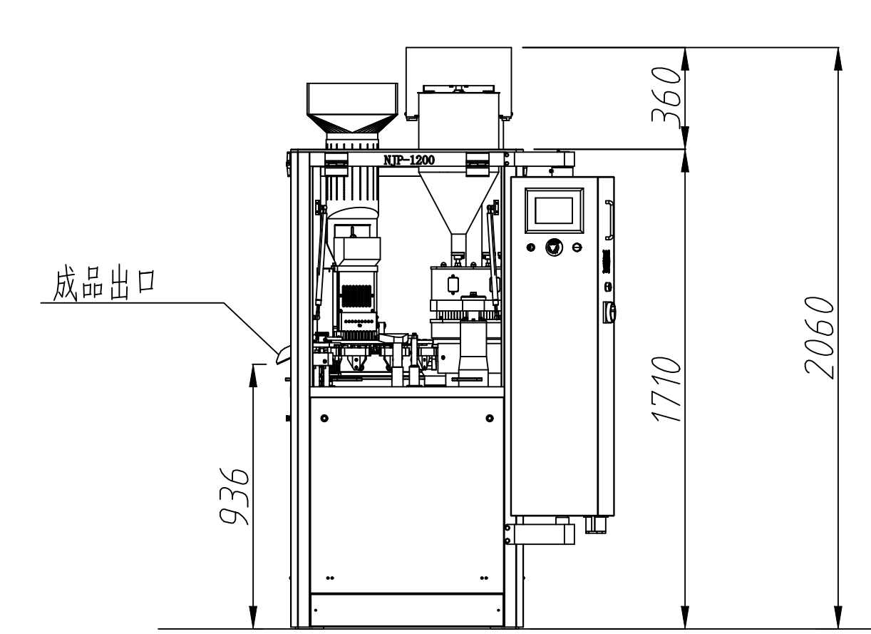 Diagrama de la máquina llenadora de cápsulas NJP-1200