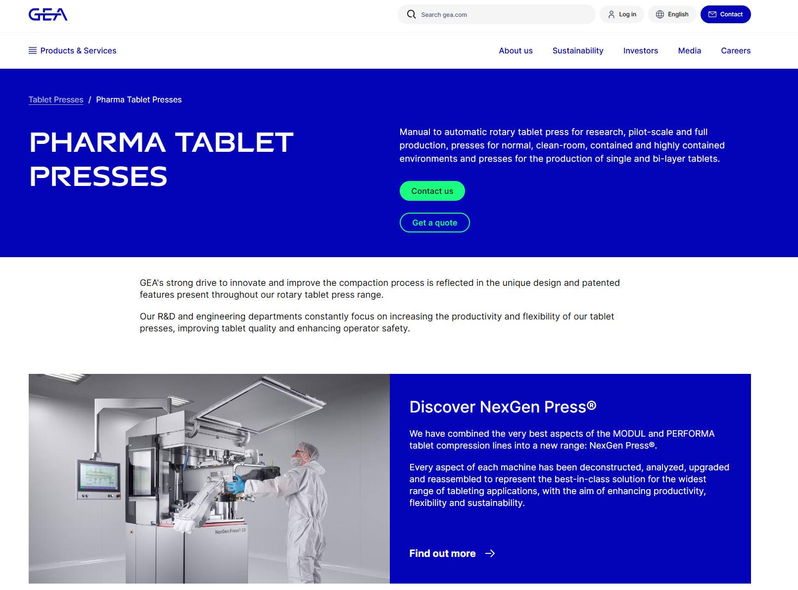 Série de presses à comprimés du groupe GEA