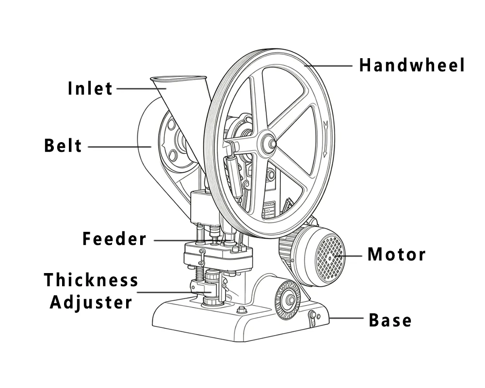 Single Punch Tablet Press Machine Diagram