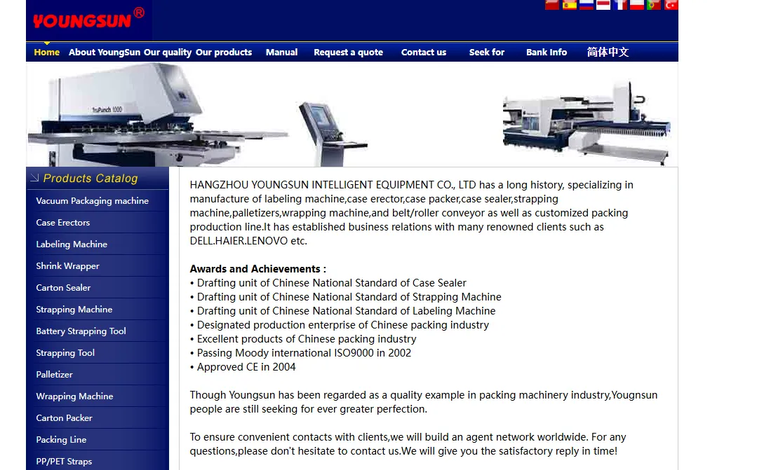 Sealing Machine China: Explore the Top 10 Chinese Manufacturers(2026 Review) 5 Youngsun Intelligent Equipment Official Website