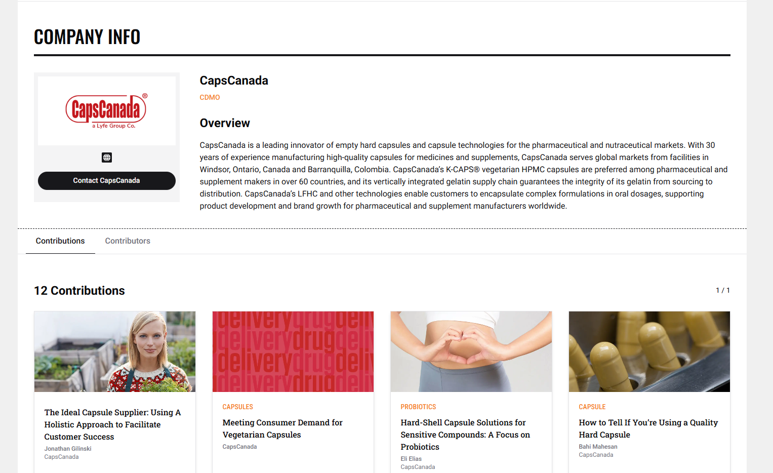 Capsule Manufacturing Company List(2026 Recommend) 9 CapsCanada Business Listing
