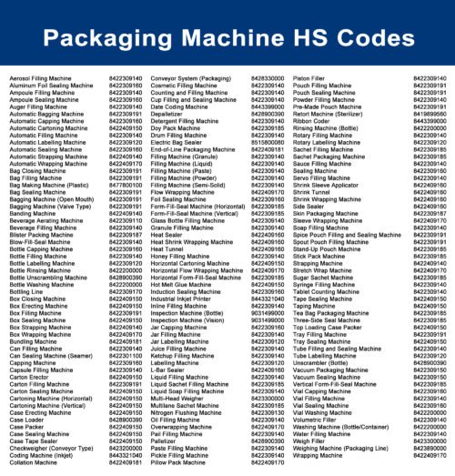 Home 11 Packaging Machine HS Code