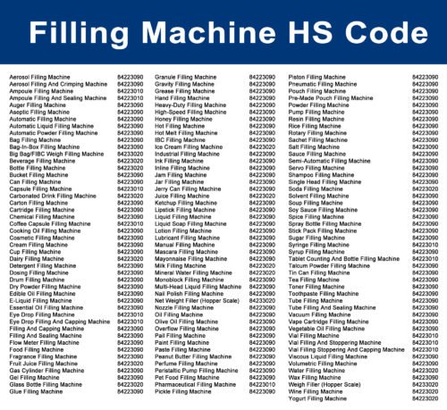 Home 9 Filling Machine HS Code