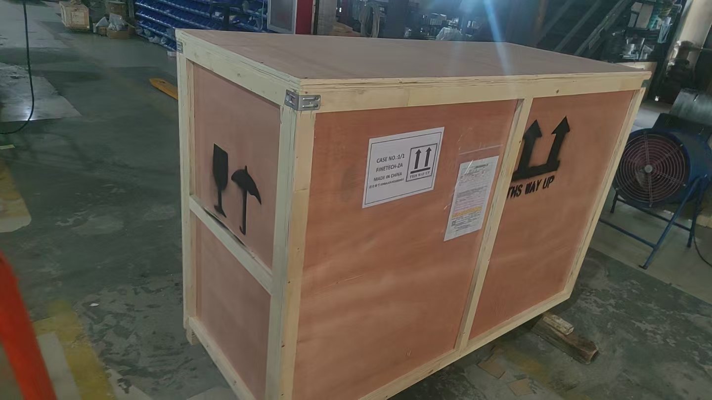 Case Study: Finetech Customizes a Blister Packaging Machine to Handle Four Tablet Shapes for a South African Customer 2 Pre-made wooden crates